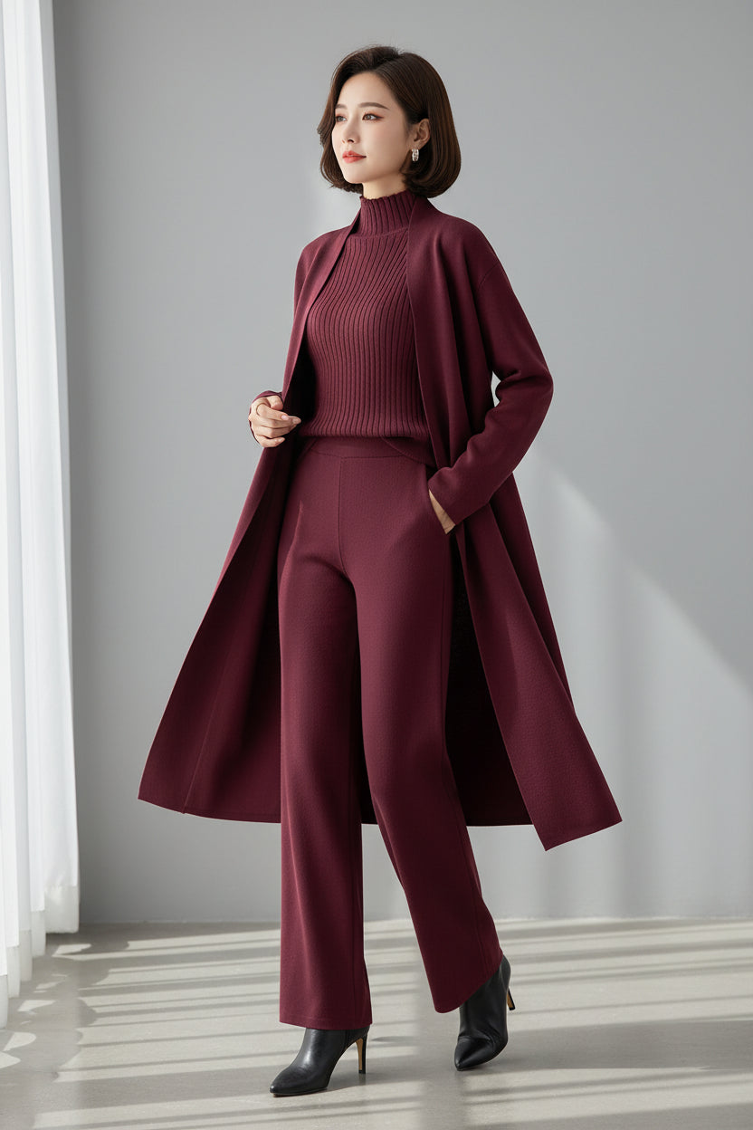 Caliane™ | Ensemble 3 Pièces avec Cardigan Long