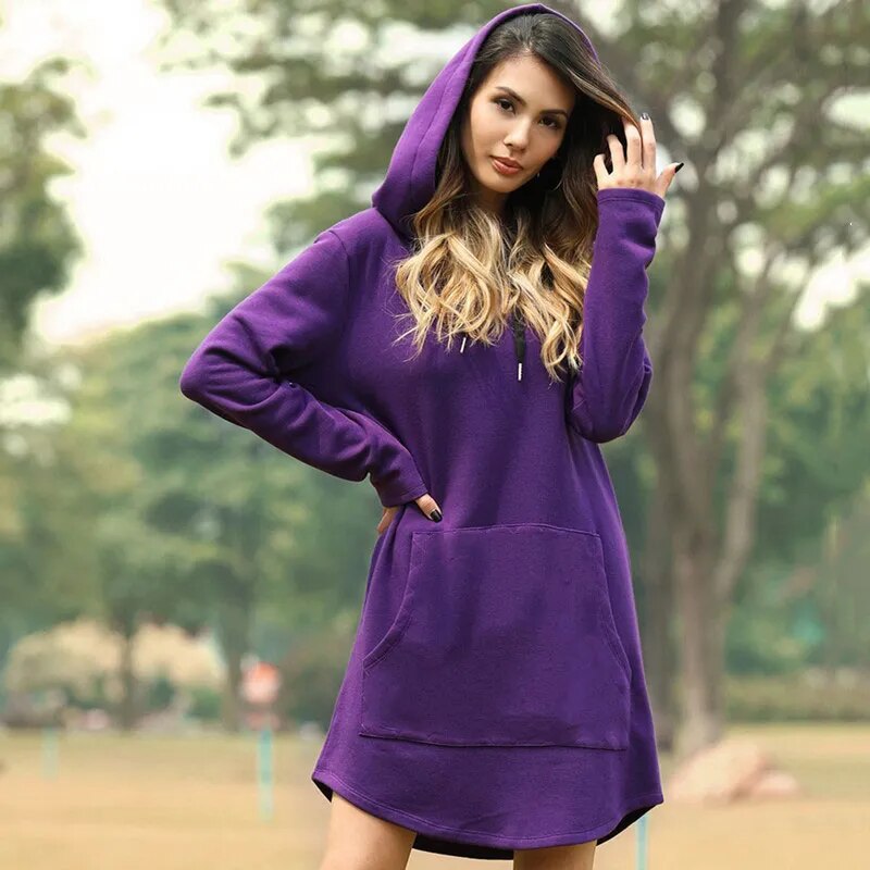 Zoé - Robe sweat longue et confortable à capuche
