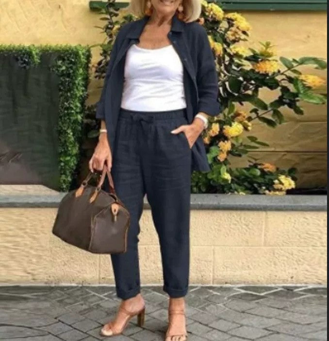 Marielle™ – Ensemble Chemise & Pantalon Élégant et Polyvalent