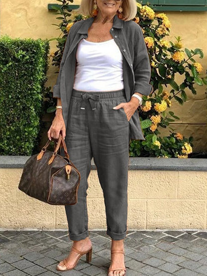 Marielle™ – Ensemble Chemise & Pantalon Élégant et Polyvalent