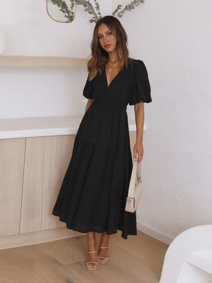 Alma - Robe longue bohème à manches bouffantes