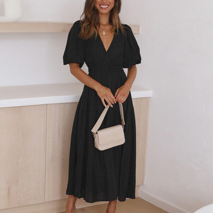 Alma - Robe longue bohème à manches bouffantes