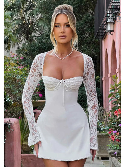 Angélique - Robe manches dentelle chic