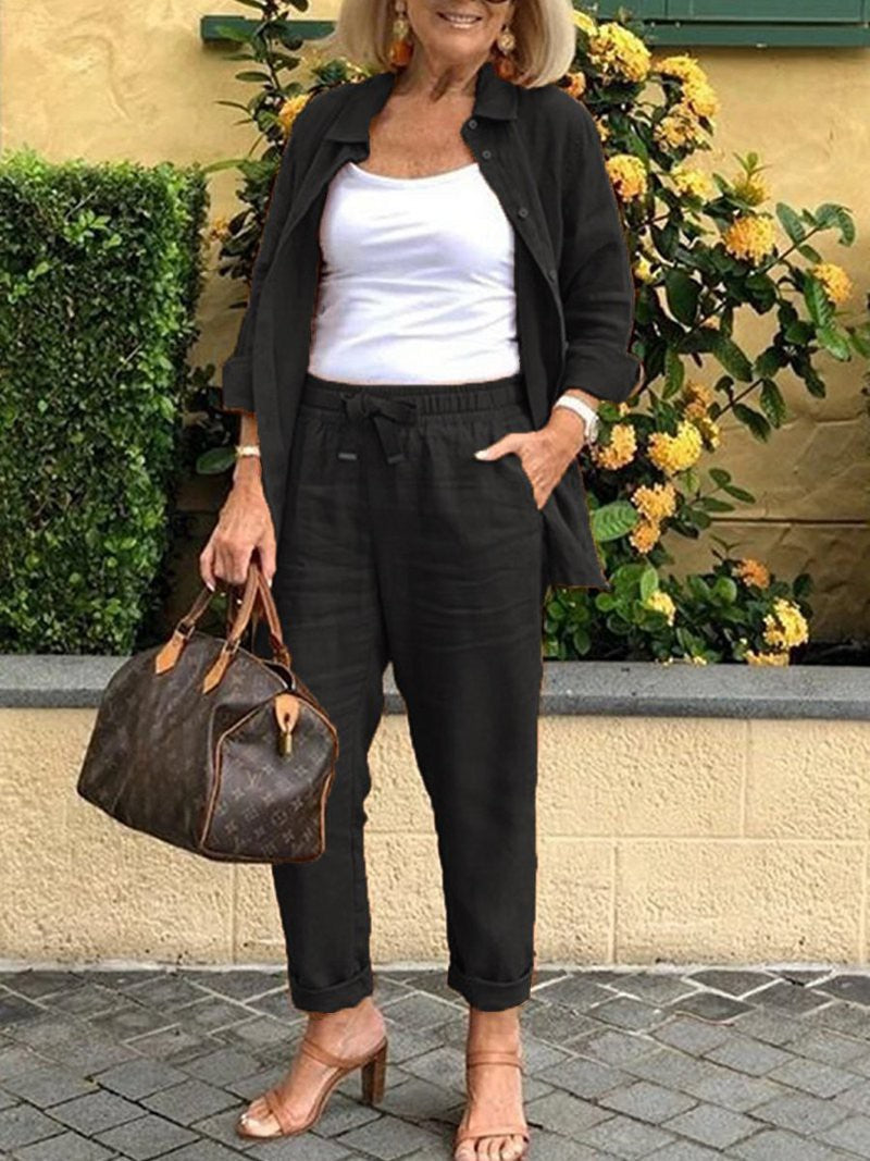 Marielle™ – Ensemble Chemise & Pantalon Élégant et Polyvalent
