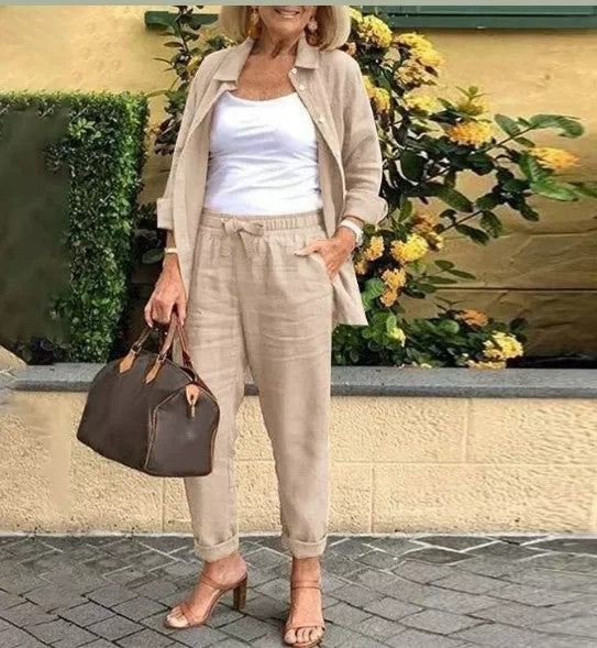 Marielle™ – Ensemble Chemise & Pantalon Élégant et Polyvalent