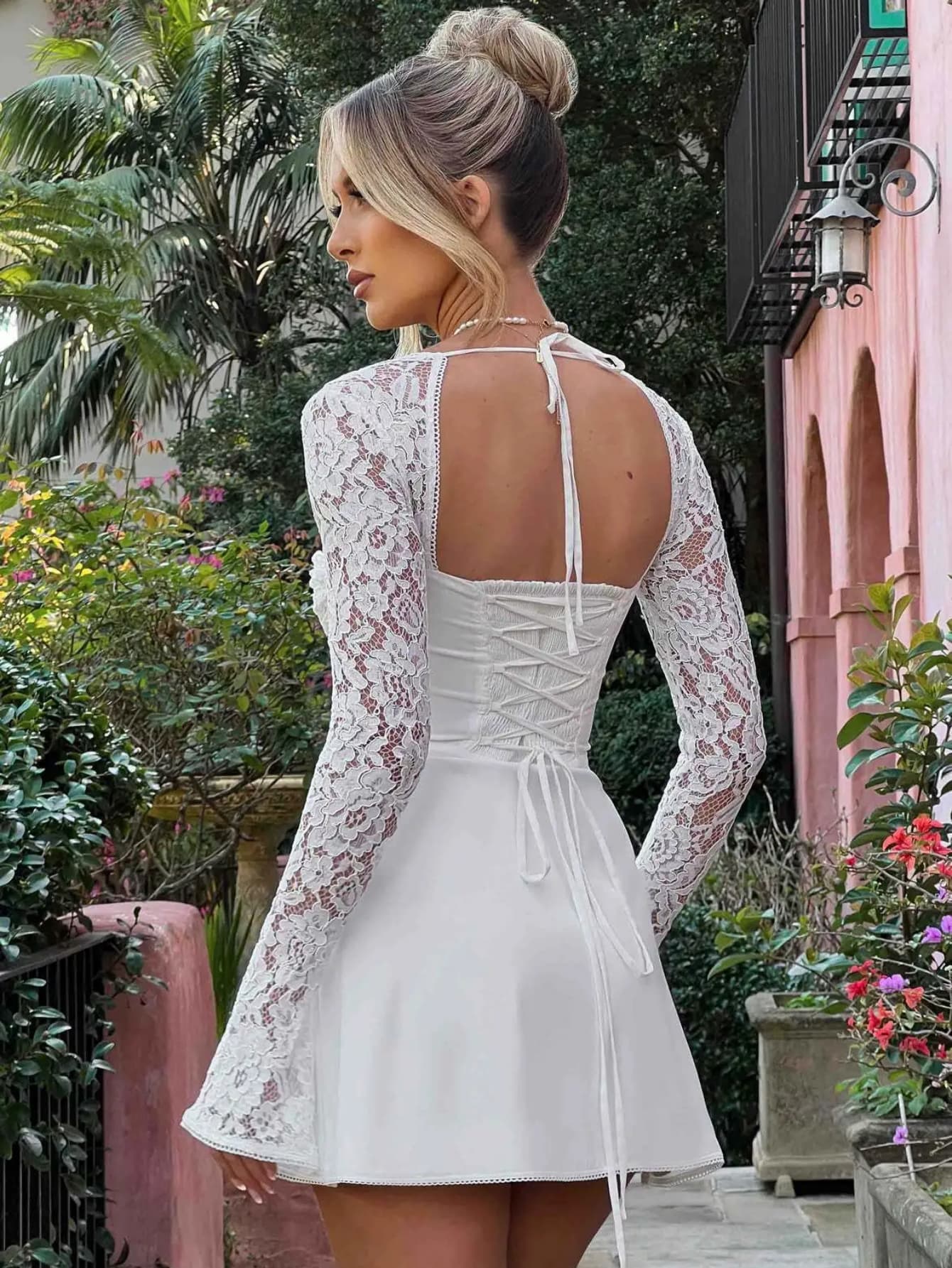 Angélique - Robe manches dentelle chic