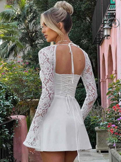 Angélique - Robe manches dentelle chic