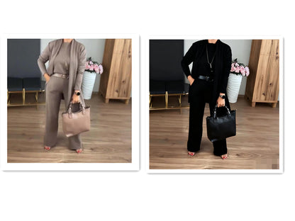 Mireline™ | Ensemble 3 Pièces avec Cardigan Long – Confort Élégant