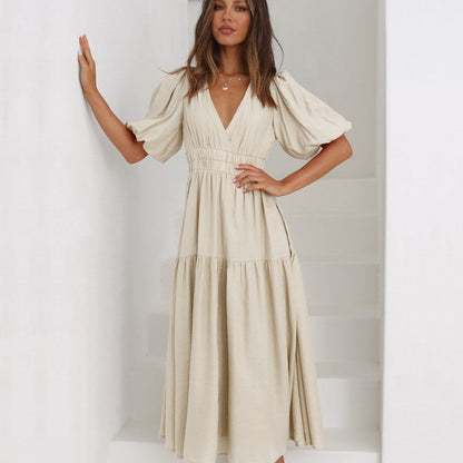 Alma - Robe longue bohème à manches bouffantes