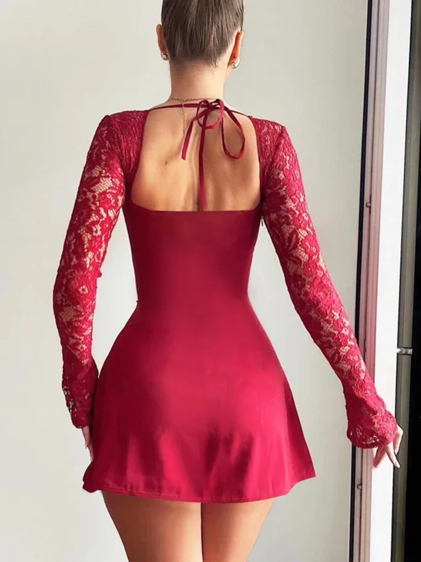 Angélique - Robe manches dentelle chic