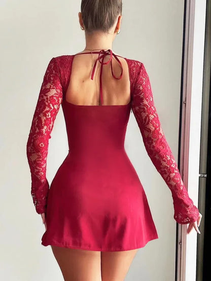 Angélique - Robe manches dentelle chic