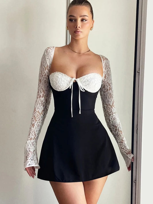 Angélique - Robe manches dentelle chic