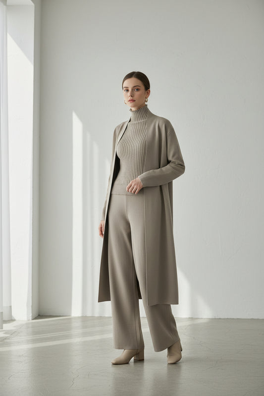 Caliane™ | Ensemble 3 Pièces avec Cardigan Long