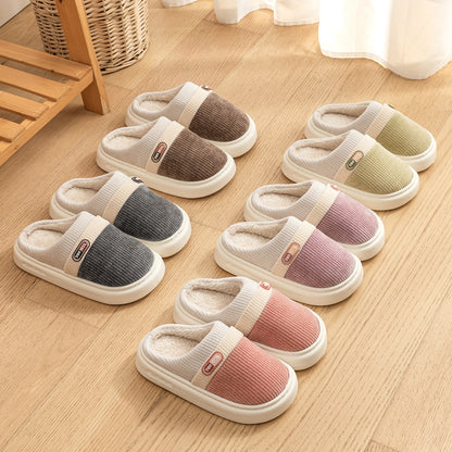 Cotton Slippers Women's Warm Color Matching Slippers