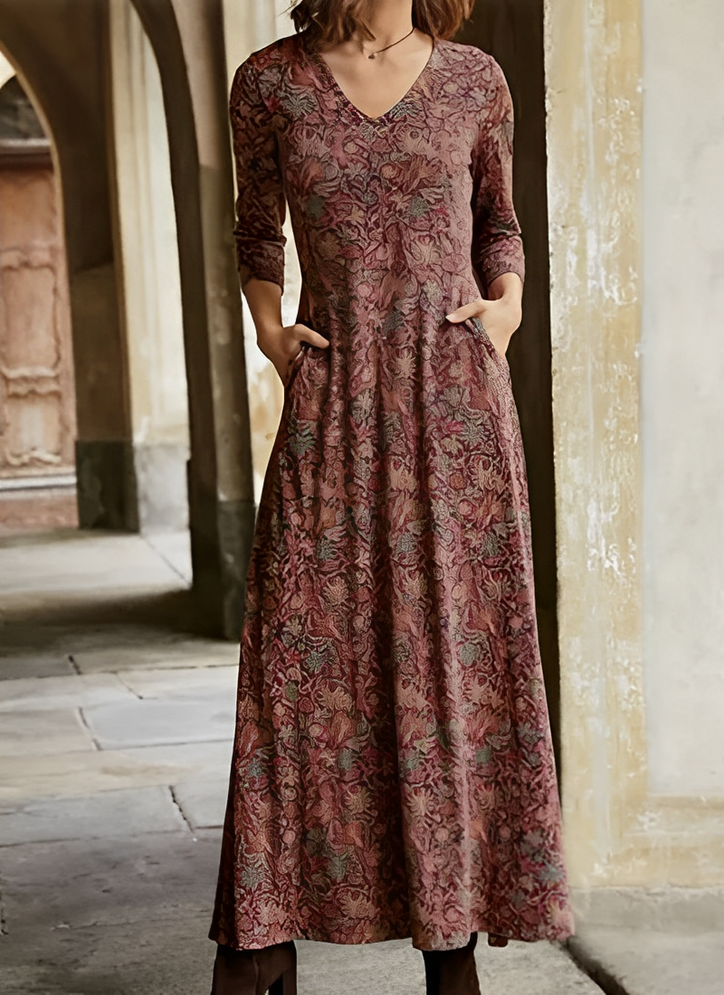 Sophie - Longue robe vintage à manches