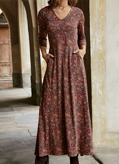 Sophie - Longue robe vintage à manches