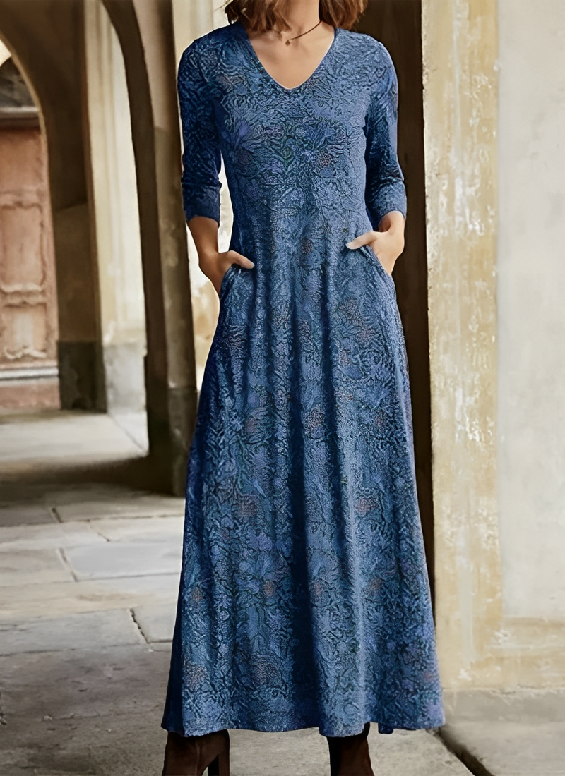 Sophie - Longue robe vintage à manches