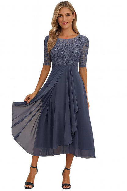 Kelvin - Robe en Dentelle Élégante, Longueur Genoux