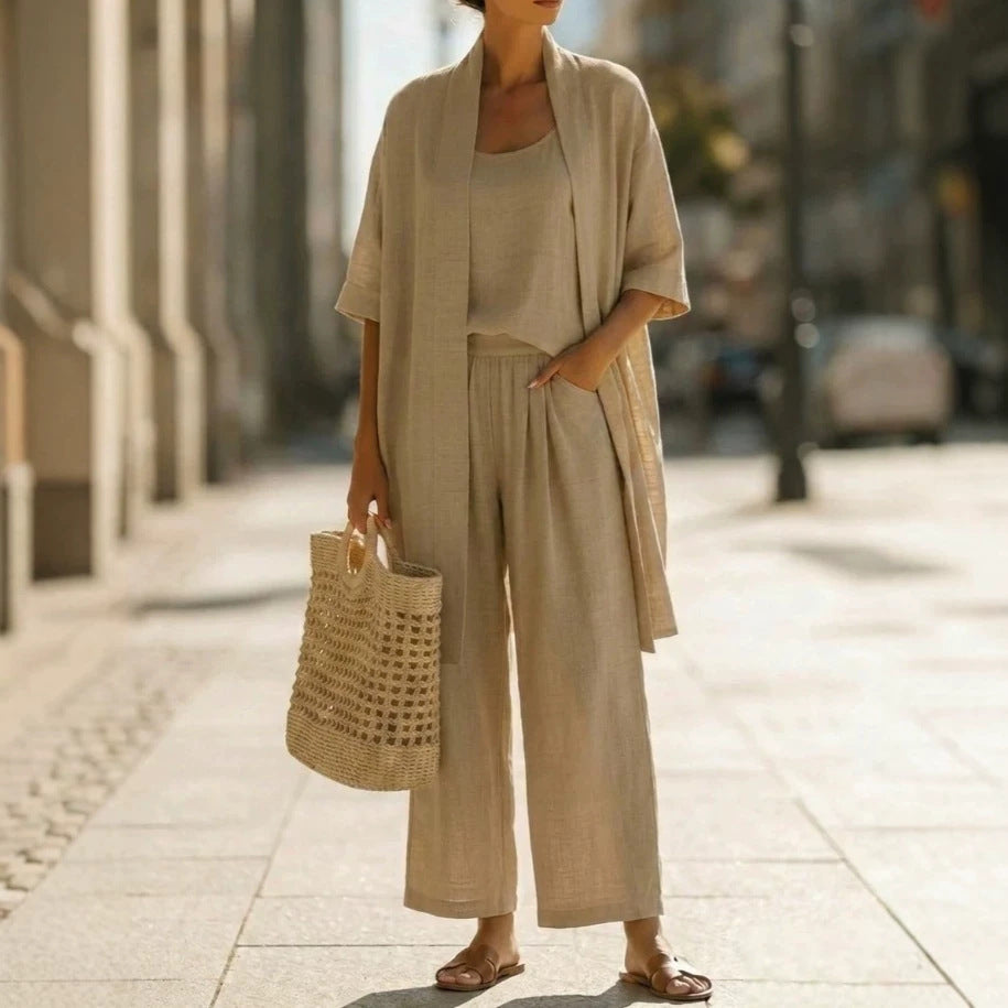 Abra | Ensemble Trois Pièces Minimaliste en Coton et Lin