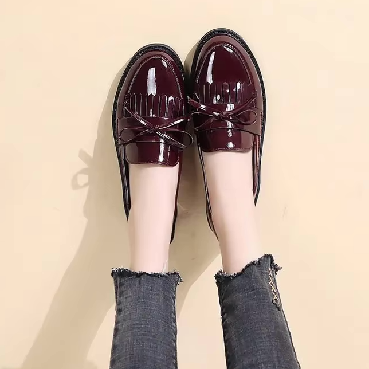Brise - Mocassins Vernis avec Franges