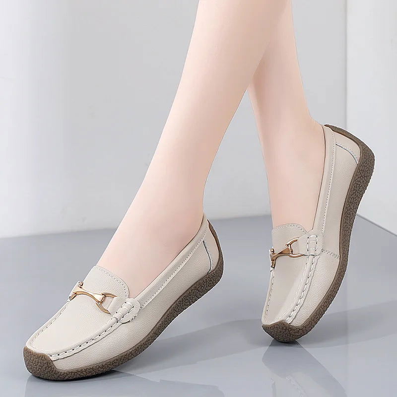 Éclat – Mocassins Femme avec Ornement Doré