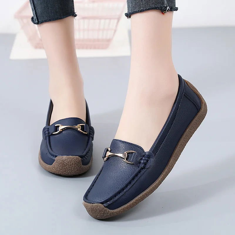 Éclat – Mocassins Femme avec Ornement Doré