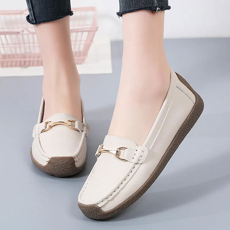 Éclat – Mocassins Femme avec Ornement Doré
