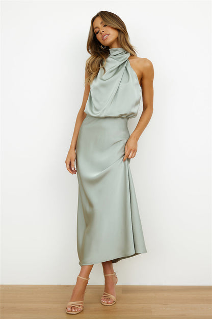 Elianna – Robe midi élégante à encolure asymétrique