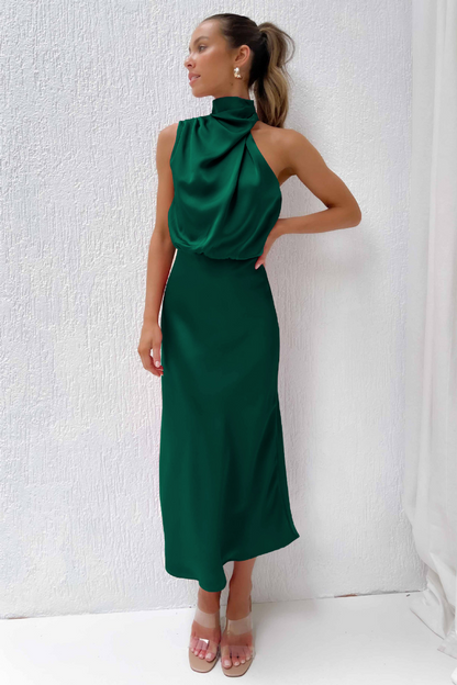 Elianna – Robe midi élégante à encolure asymétrique