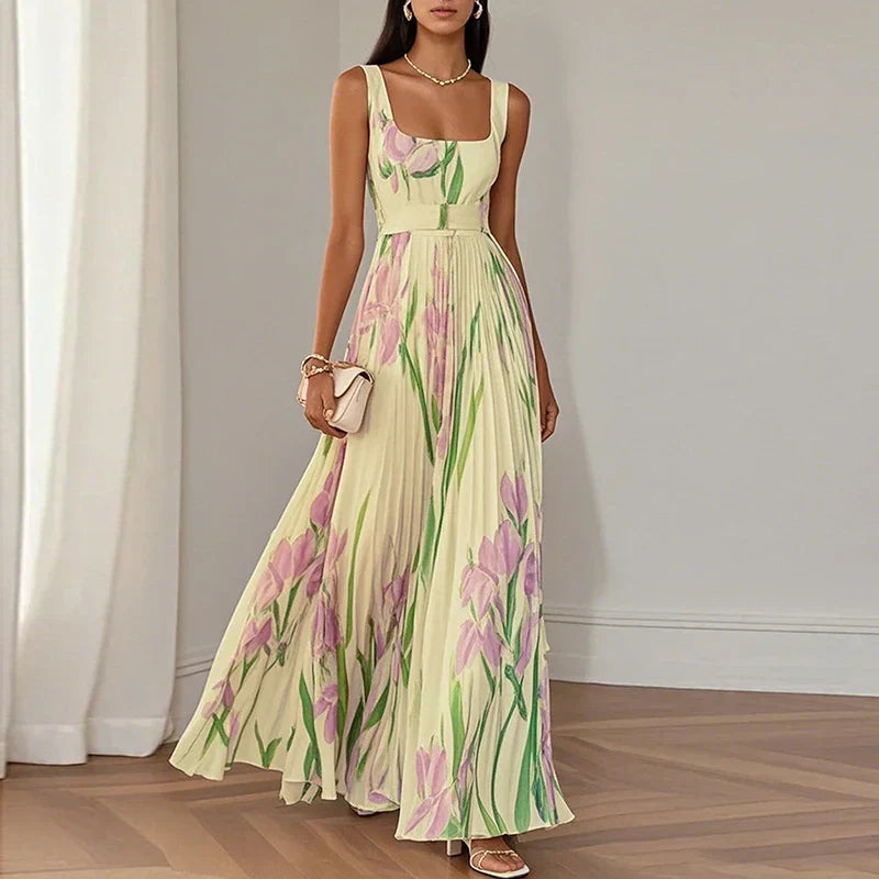 MOREAU LYON | robe maxi plissée à imprimé florale élégant pour femmes