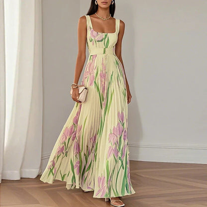 MOREAU LYON | robe maxi plissée à imprimé florale élégant pour femmes
