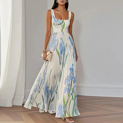MOREAU LYON | robe maxi plissée à imprimé florale élégant pour femmes