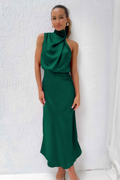 Elianna – Robe midi élégante à encolure asymétrique