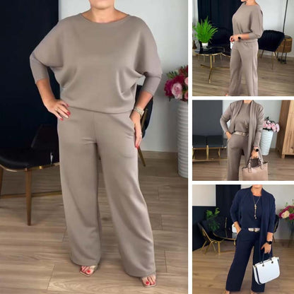 Mireline™ | Ensemble 3 Pièces avec Cardigan Long – Confort Élégant