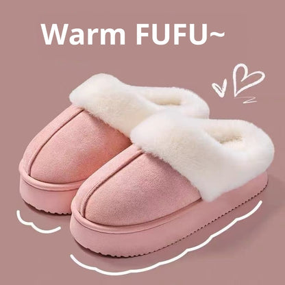 Women's Non-slip Platform Plush Cotton Slippers