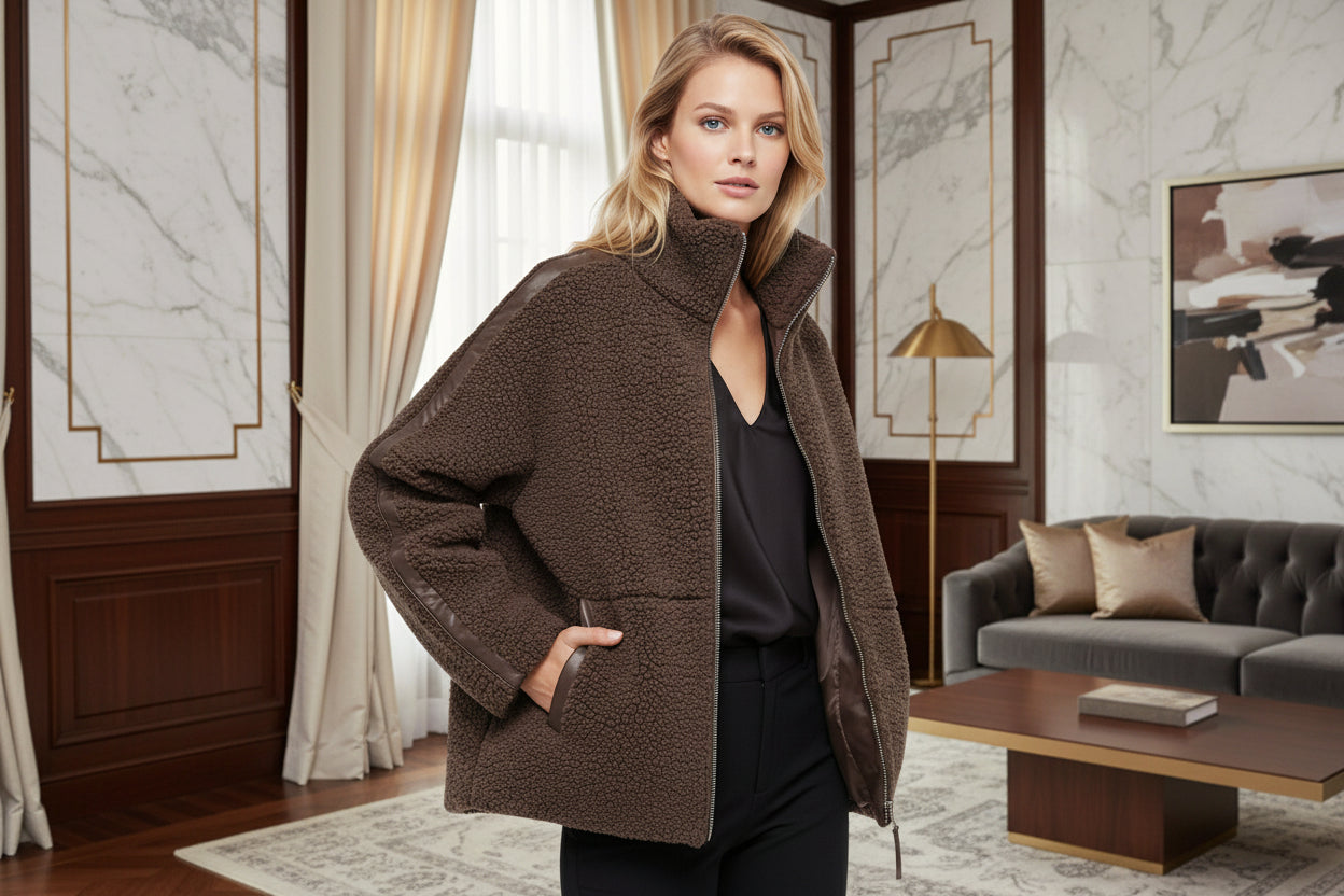 Madona™ - Manteau en laine d'agneau à col roulé