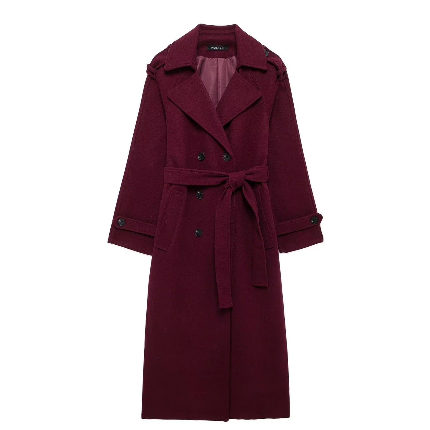 MARWA – Manteau classique élégant rouge bordeau