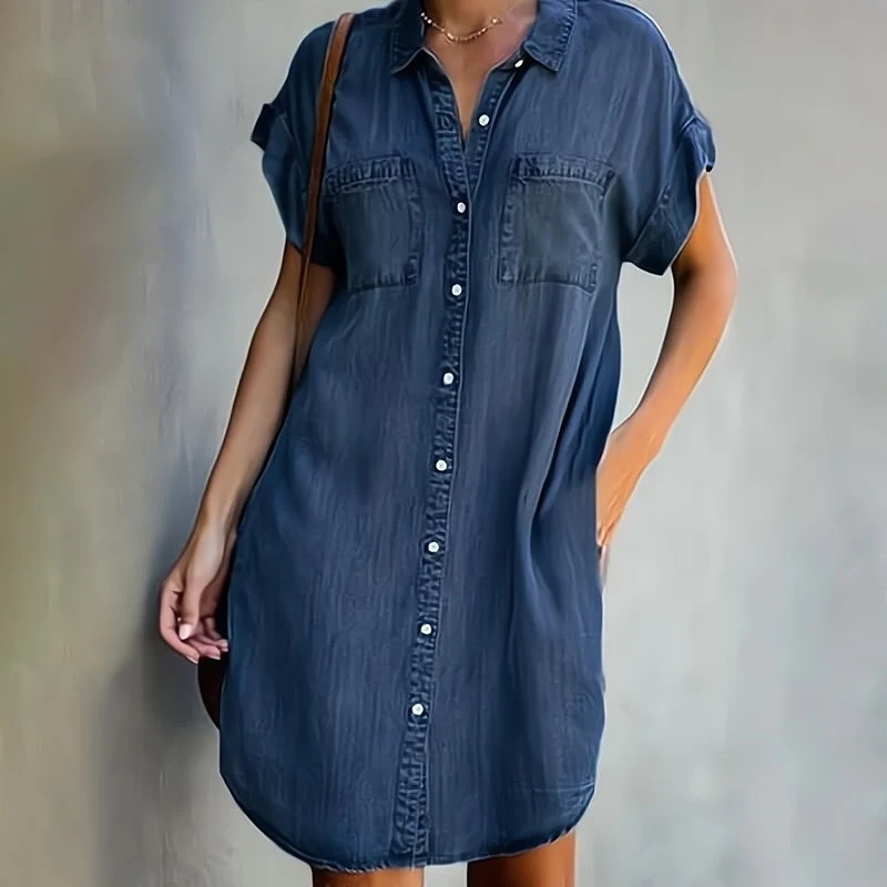 Délice – Robe en jean décontractée à boutons