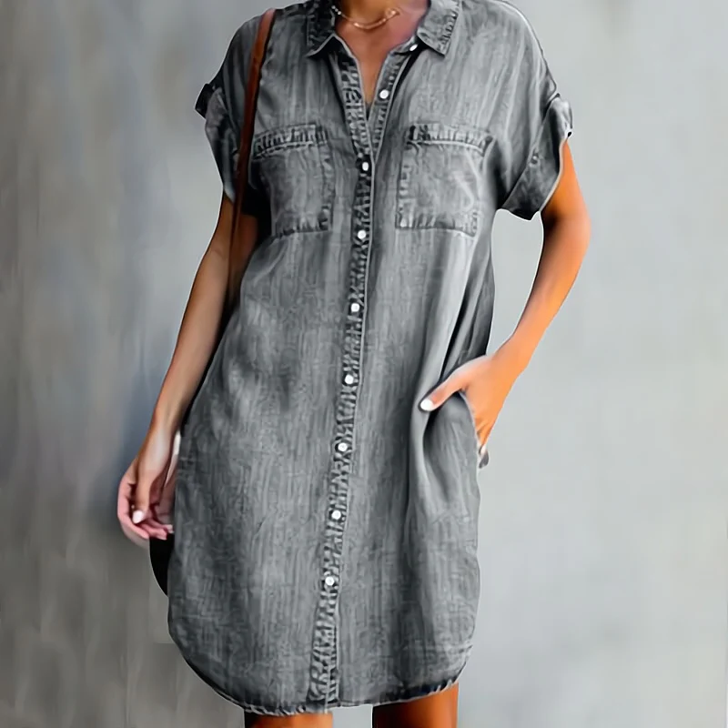Délice – Robe en jean décontractée à boutons