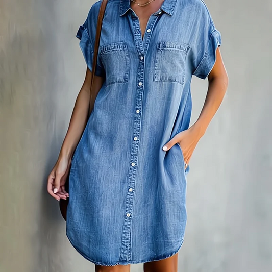 Délice – Robe en jean décontractée à boutons