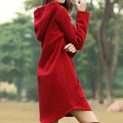 Zoé - Robe sweat longue et confortable à capuche