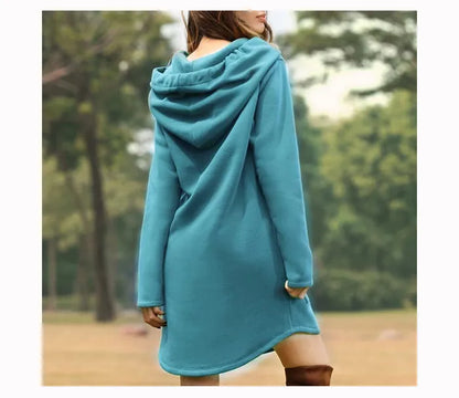 Zoé - Robe sweat longue et confortable à capuche