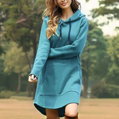 Zoé - Robe sweat longue et confortable à capuche