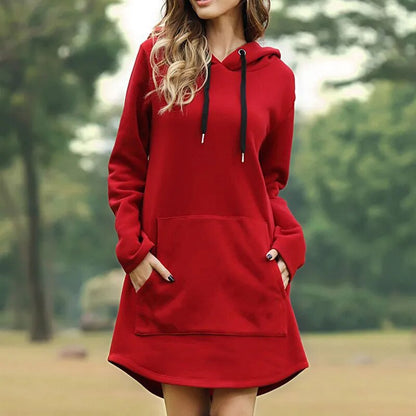 Zoé - Robe sweat longue et confortable à capuche