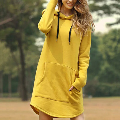 Zoé - Robe sweat longue et confortable à capuche
