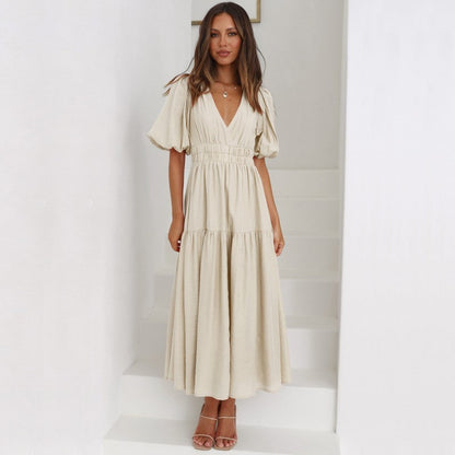 Alma - Robe longue bohème à manches bouffantes