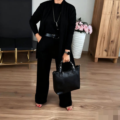 Mireline™ | Ensemble 3 Pièces avec Cardigan Long – Confort Élégant